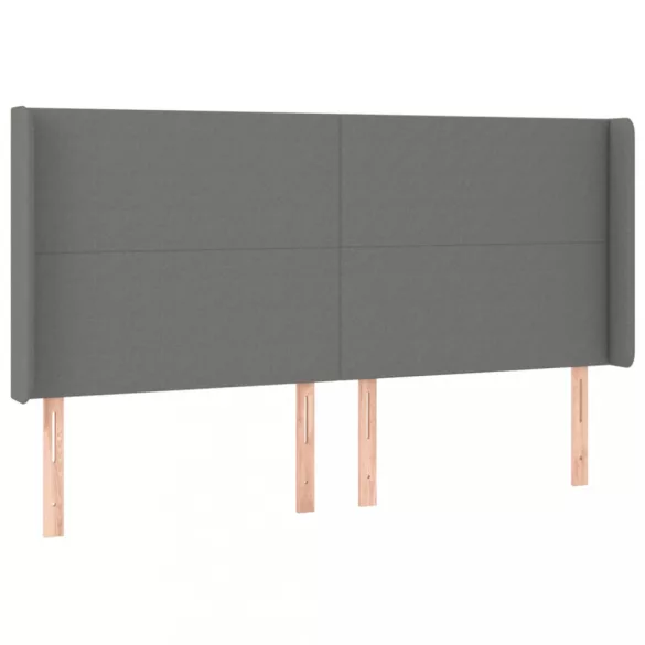 sötétszürke szövet rugós és LED-es ágy matraccal 160x200 cm