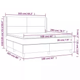sötétszürke szövet rugós és LED-es ágy matraccal 160x200 cm
