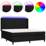 fekete szövet rugós és LED-es ágy matraccal 160x200 cm