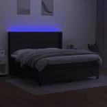 fekete szövet rugós és LED-es ágy matraccal 160x200 cm