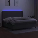 sötétszürke szövet rugós és LED-es ágy matraccal 200x200 cm