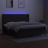 fekete szövet rugós és LED-es ágy matraccal 200x200 cm