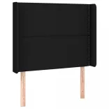 fekete szövet rugós és LED-es ágy matraccal 80 x 200 cm