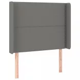 sötétszürke szövet rugós és LED-es ágy matraccal 90x200 cm