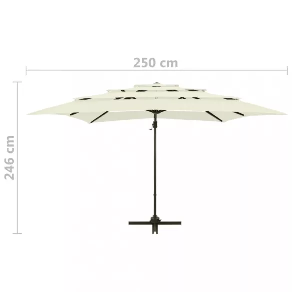 4 szintes homokszínű napernyő alumíniumrúddal 250 x 250 cm