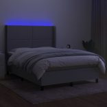 világosszürke szövet rugós és LED-es ágy matraccal 140x190 cm