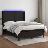 fekete szövet rugós és LED-es ágy matraccal 140x190 cm