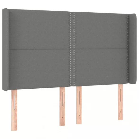 sötétszürke szövet rugós és LED-es ágy matraccal 140x200 cm