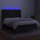 fekete szövet rugós és LED-es ágy matraccal 140x200 cm