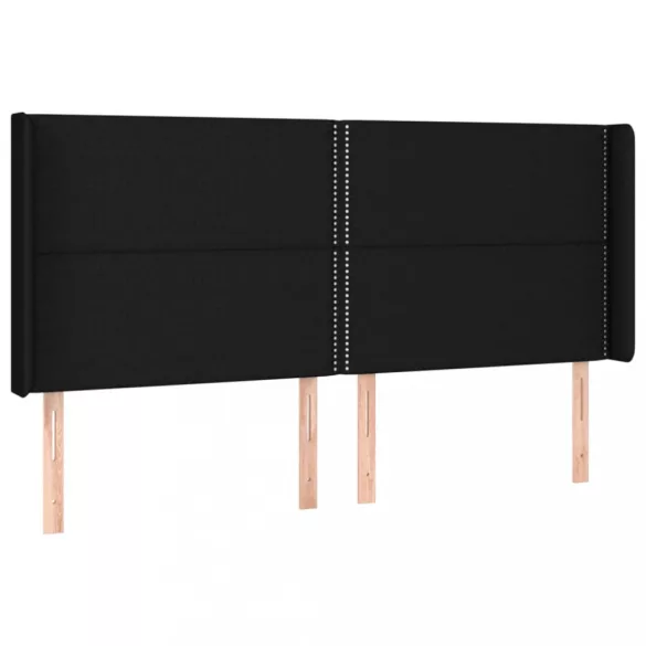 fekete szövet rugós és LED-es ágy matraccal 160x200 cm