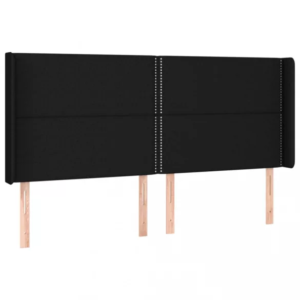 fekete szövet rugós és LED-es ágy matraccal 180 x 200 cm