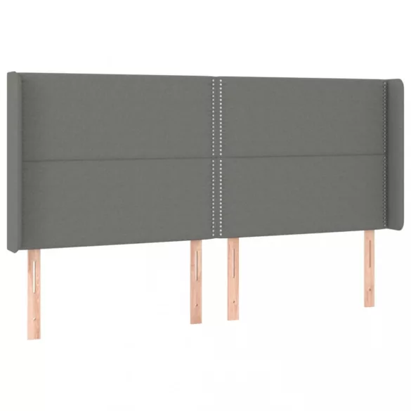 sötétszürke szövet rugós és LED-es ágy matraccal 200x200 cm