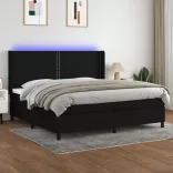 fekete szövet rugós és LED-es ágy matraccal 200x200 cm