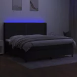 fekete szövet rugós és LED-es ágy matraccal 200x200 cm