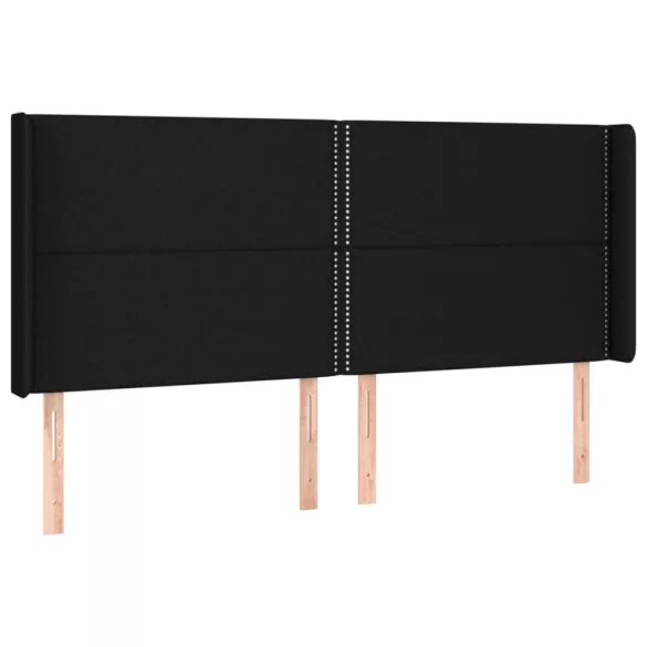 fekete szövet rugós és LED-es ágy matraccal 200x200 cm