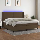 barna szövet rugós és LED-es ágy matraccal 200x200 cm