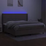 tópszínű szövet rugós és LED-es ágy matraccal 200 x 200 cm