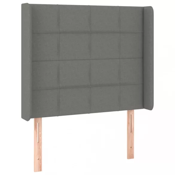 sötétszürke szövet rugós és LED-es ágy matraccal 80 x 200 cm