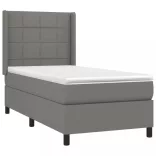 sötétszürke szövet rugós és LED-es ágy matraccal 90x190 cm