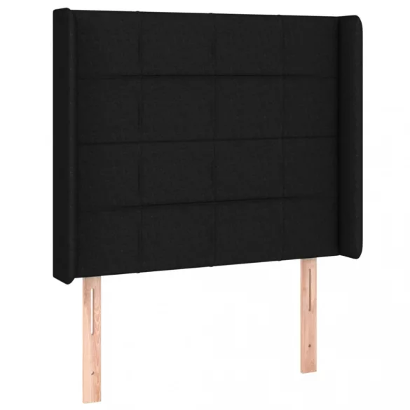 fekete szövet rugós és LED-es ágy matraccal 90x190 cm