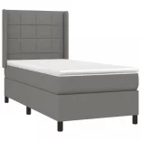 sötétszürke szövet rugós és LED-es ágy matraccal 90x200 cm