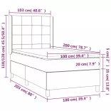 sötétszürke szövet rugós és LED-es ágy matraccal 100x200 cm