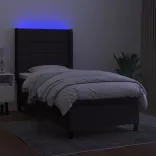 fekete szövet rugós és LED-es ágy matraccal 100x200 cm