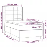fekete szövet rugós és LED-es ágy matraccal 100x200 cm