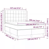 sötétszürke szövet rugós és LED-es ágy matraccal 140x190 cm