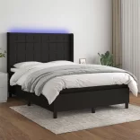 fekete szövet rugós és LED-es ágy matraccal 140x190 cm