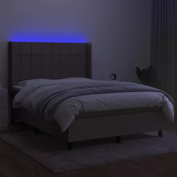 tópszínű szövet rugós és LED-es ágy matraccal 140x190cm