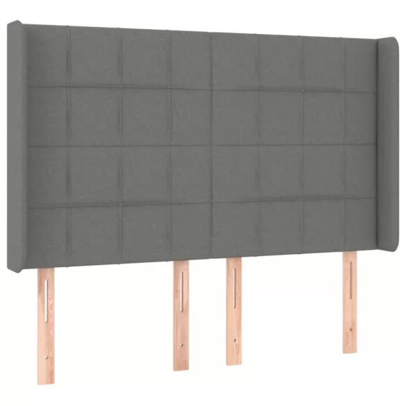 sötétszürke szövet rugós és LED-es ágy matraccal 140x200 cm