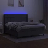 sötétszürke szövet rugós és LED-es ágy matraccal 160x200 cm