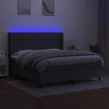 sötétszürke szövet rugós és LED-es ágy matraccal 180 x 200 cm