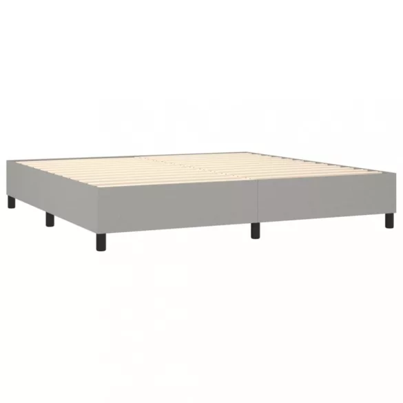 világosszürke szövet rugós és LED-es ágy matraccal 200x200 cm