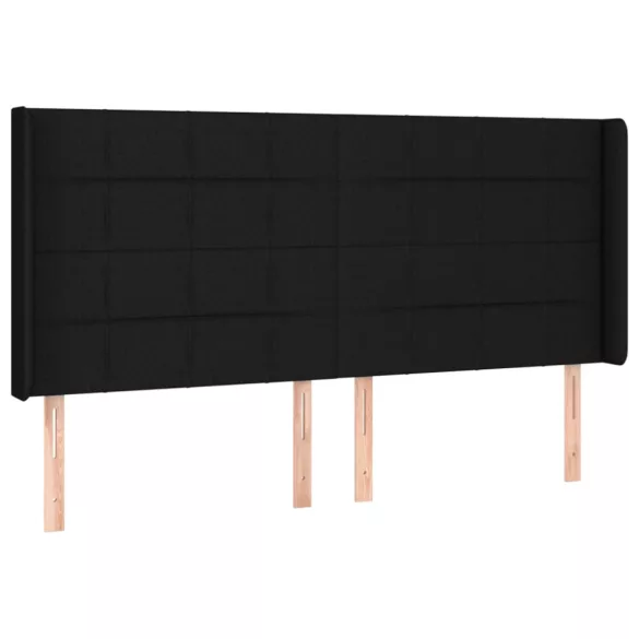 fekete szövet rugós és LED-es ágy matraccal 200x200 cm