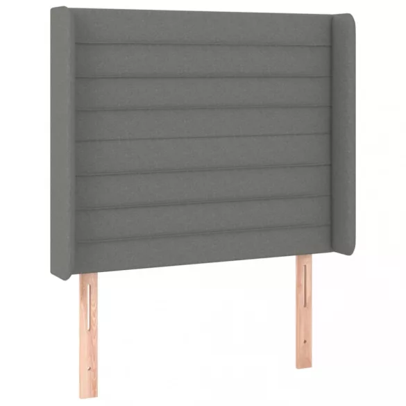 sötétszürke szövet rugós és LED-es ágy matraccal 80 x 200 cm