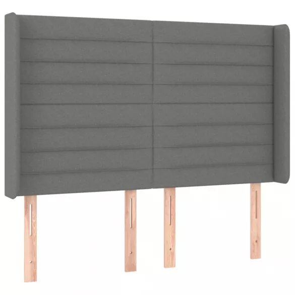 sötétszürke szövet rugós és LED-es ágy matraccal 140x190 cm