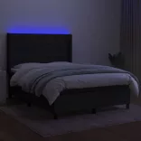 fekete szövet rugós és LED-es ágy matraccal 140x200 cm
