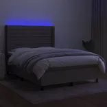tópszínű szövet rugós és LED-es ágy matraccal 140x200 cm
