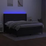 fekete szövet rugós és LED-es ágy matraccal 160x200 cm