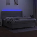 világosszürke szövet rugós és LED-es ágy matraccal 200x200 cm