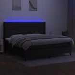 fekete szövet rugós és LED-es ágy matraccal 200x200 cm