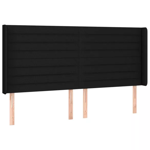 fekete szövet rugós és LED-es ágy matraccal 200x200 cm