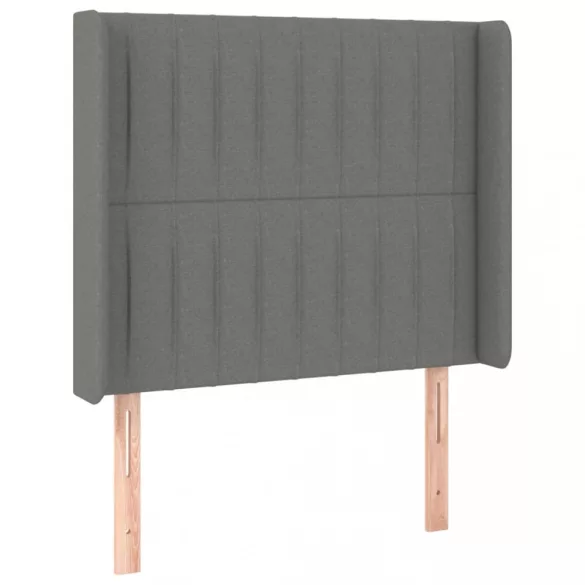 sötétszürke szövet rugós és LED-es ágy matraccal 80 x 200 cm