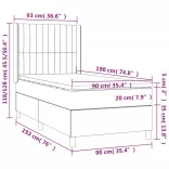 sötétszürke szövet rugós és LED-es ágy matraccal 90x190 cm
