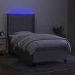 világosszürke szövet rugós és LED-es ágy matraccal 100x200 cm