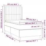 sötétszürke szövet rugós és LED-es ágy matraccal 100x200 cm