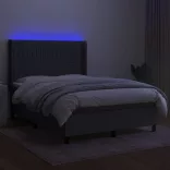 sötétszürke szövet rugós és LED-es ágy matraccal 140x190 cm