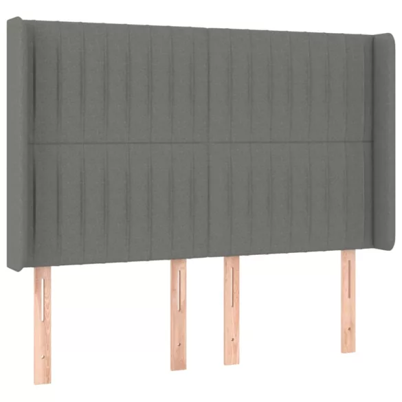 sötétszürke szövet rugós és LED-es ágy matraccal 140x190 cm